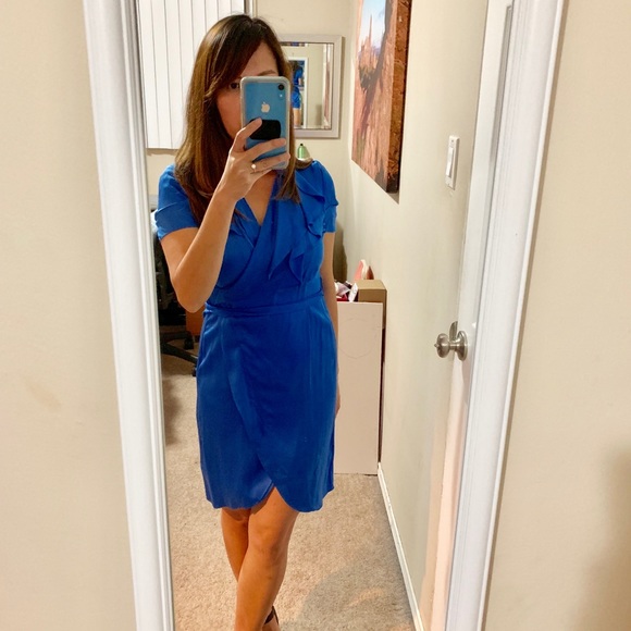 BR royal blue faux wrap dress - Picture 2 of 4